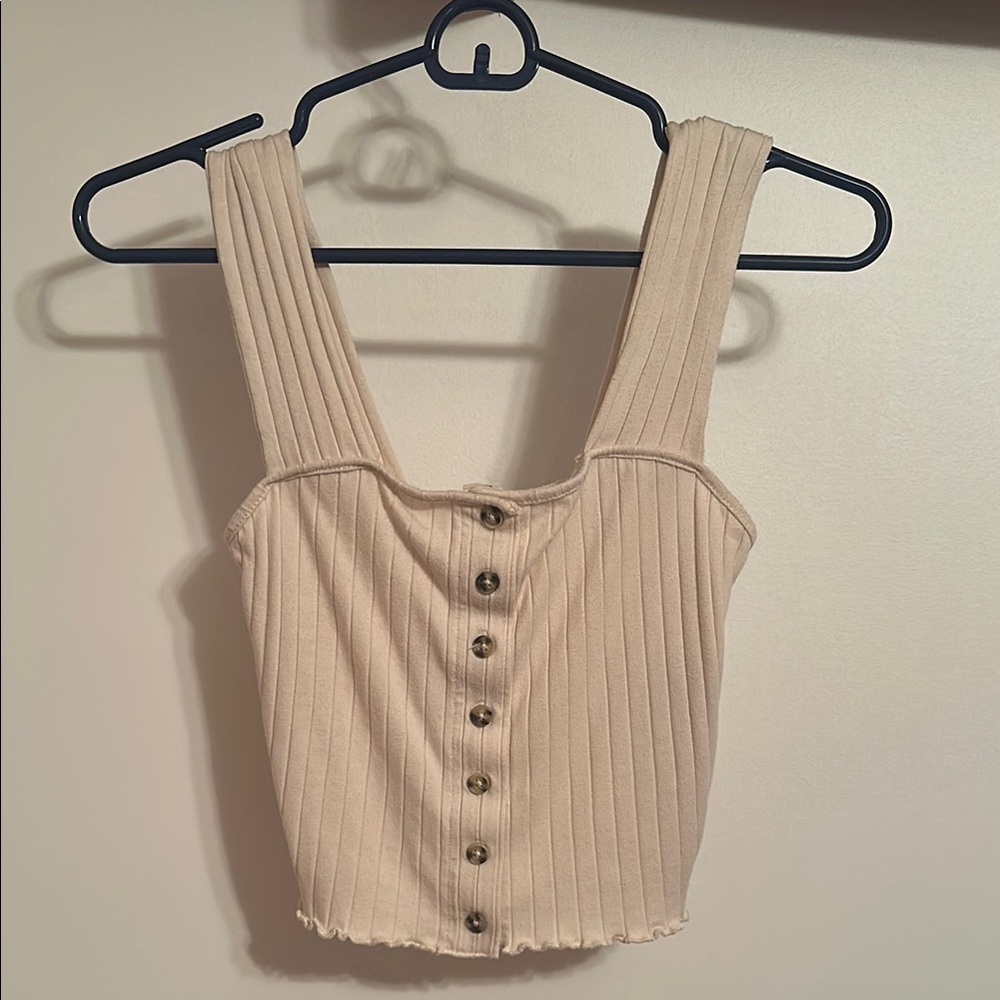 Billabong Cream Ribbed Sleeveless Crop Top